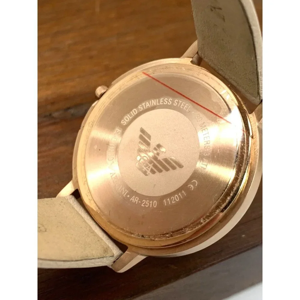 Emporio Armani Women's Watch AR2510 Quartz Rose Gold Nude Leather Strap … - Picture 7 of 14